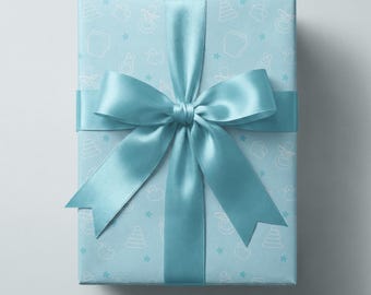 Baby Shower Wrapping Paper | Blue Baby Boy Icons Gift Wrap