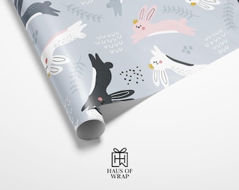 Bunny Wrapping Paper | Playful Rabbits, Baby Shower Gift Wrap