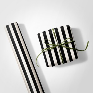 Modern Black and White Striped Wrapping Paper - 90gsm Fine Art Paper image 7