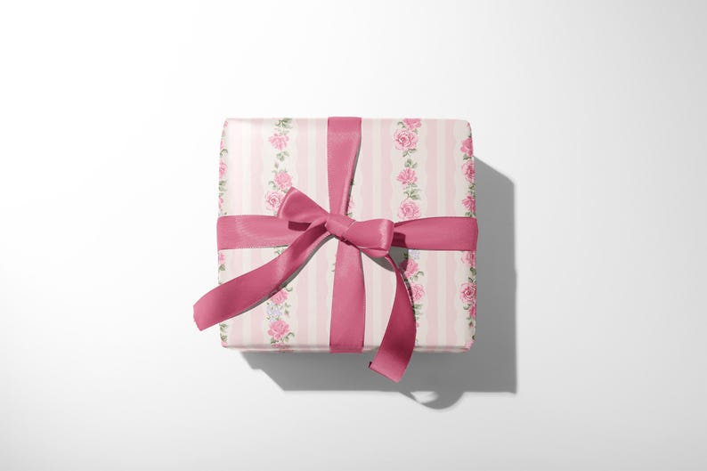 Rosa Rose Blumengeschenkpapier, elegante Geschenkverpackung Bild 8