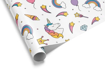 Unicorn Rainbow Wrapping Paper, Birthday Party Gift Wrap