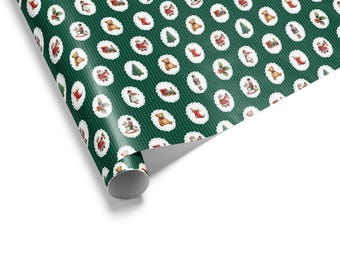 Preppy groen kerstcadeaupapier - Coquette Holiday Icons