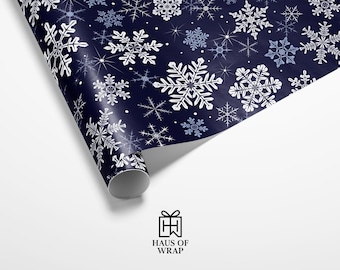 Blue Snowflake Wrapping Paper | Elegant Winter Gift Wrap