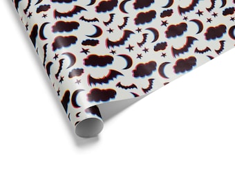 Halloween Wrapping Paper | Spooky Bat and Moon Gothic Gift Wrap Roll