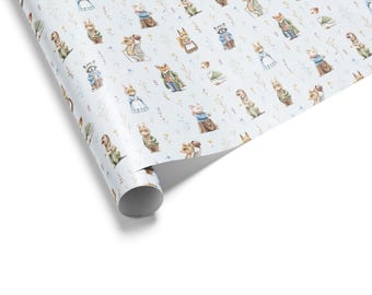 Woodland Baby Gift Wrap, Bunny Wrapping Paper for Baby Shower & Kids Birthday
