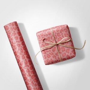 Pink Leopard Print Gift Wrap, Party Wrapping Paper image 6