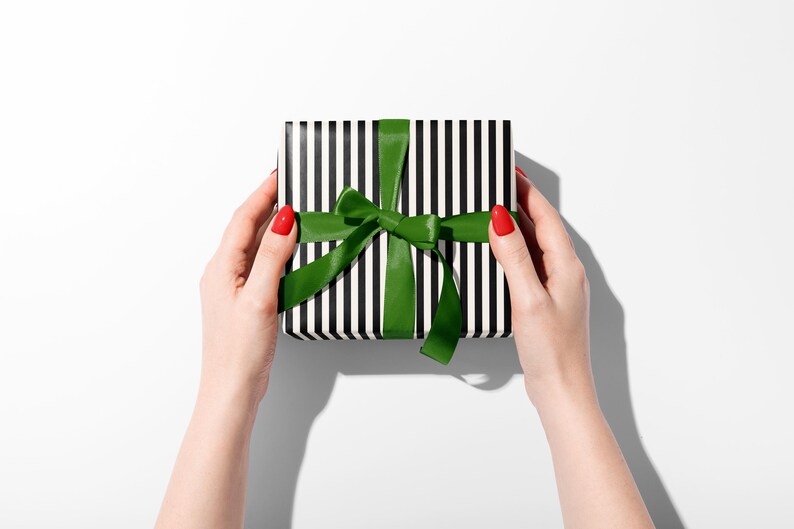 Modern Black and White Striped Wrapping Paper - 90gsm Fine Art Paper image 5