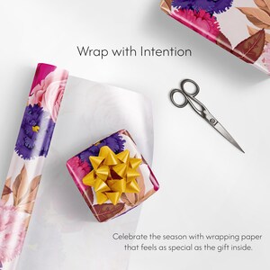 Floral Botanical Gift Wrap, Vibrant Flower Wrapping Paper image 4