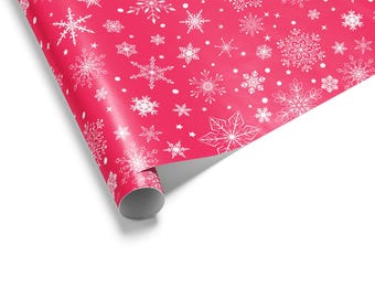 Pink Christmas Gift Wrap | Snowflake Holiday Wrapping Paper