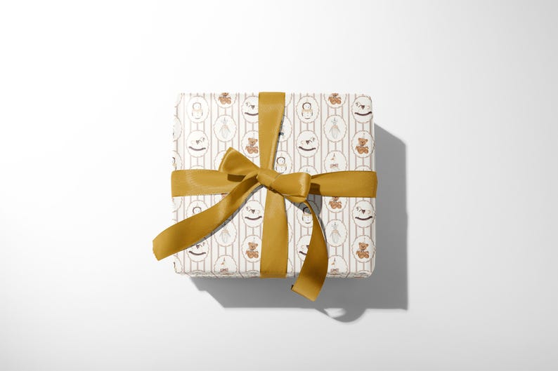 Vintage Toy Wrapping Paper: Cream & Pastel Children's Gift Wrap Roll image 9