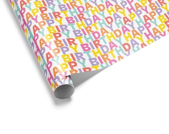 Colorful Happy Birthday Wrapping Paper Roll