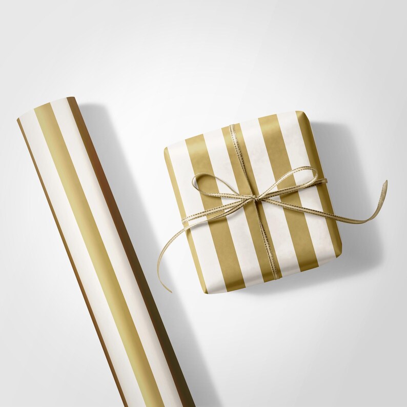Gold gestreiftes Geschenkpapier, minimalistische Geschenkverpackung, 90gsm Fine Art Papier Bild 6