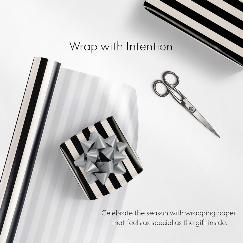 Modern Black and White Striped Wrapping Paper - 90gsm Fine Art Paper image 6