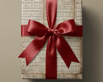 Vintage Weihnachtslied Notenblatt Geschenkverpackung: Rustikales Weihnachtspapier
