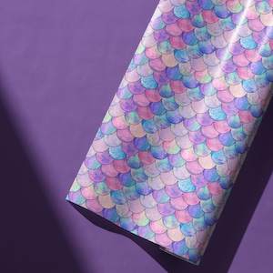 Mermaid Scale Wrapping Paper - Iridescent Ocean Gift Wrap - Pink Purple Blue Scales