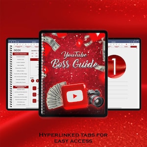 YouTube Boss Guide | Digital YouTube Planner | Content Creators | Hyperlinked PDF | Social Media Scheduler | Video Planning Workbook