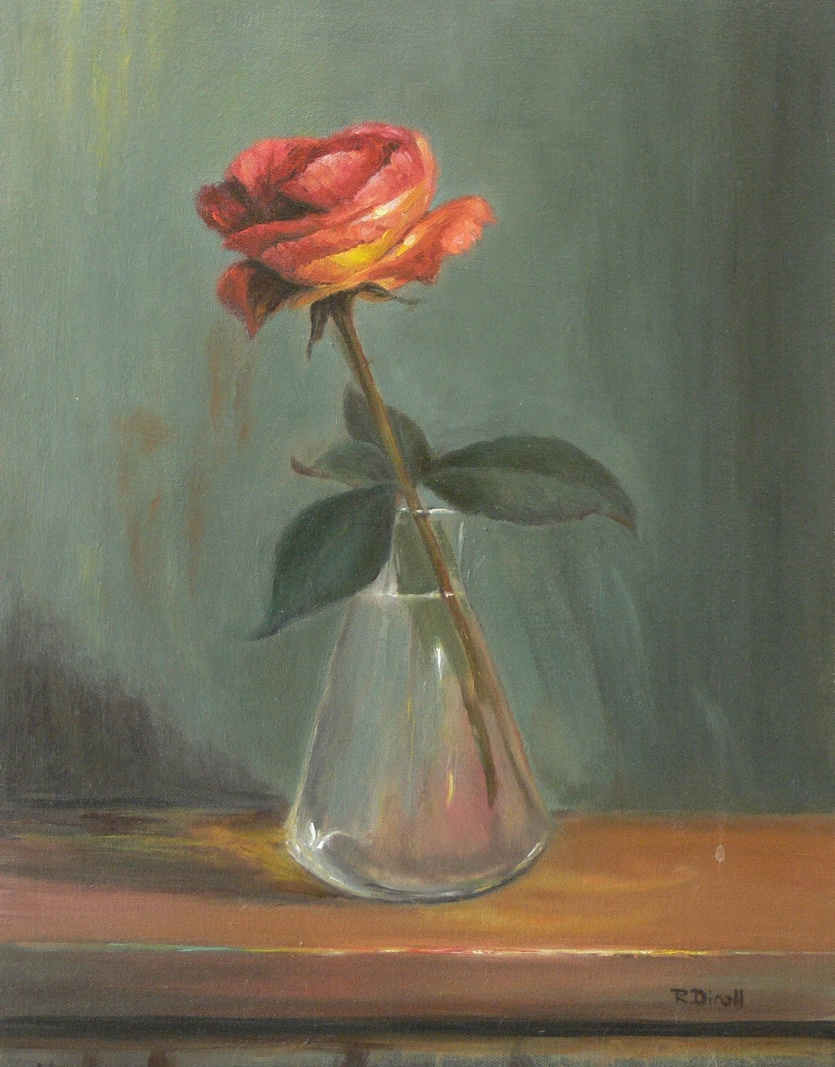 Single Rose in a Vase Original Still Life Framed Etsy