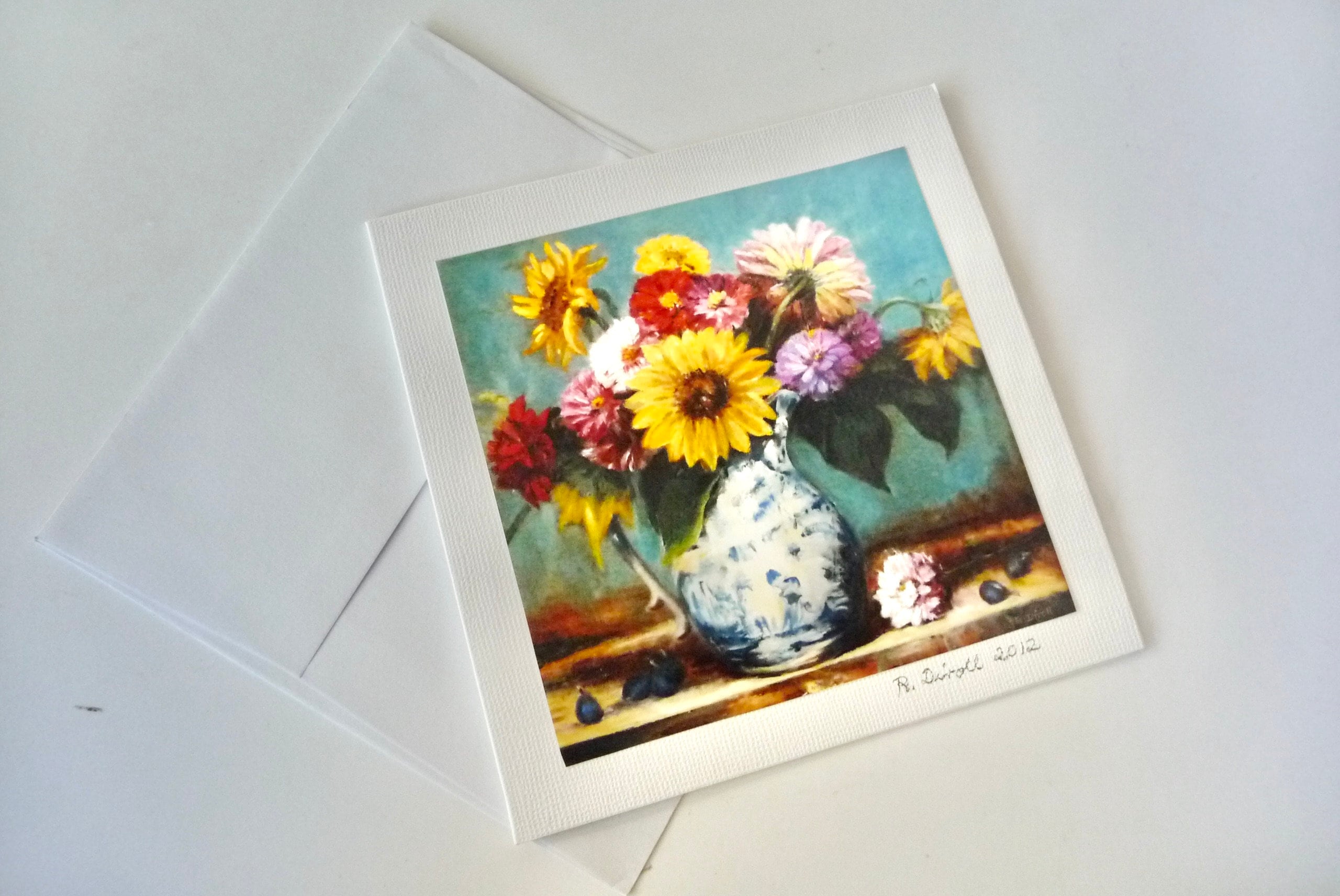 Bouquet Of Flowers Card Greeting Card Handmade Original Etsy