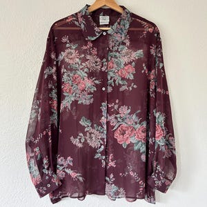 Sheer Floral Blouse - Etsy