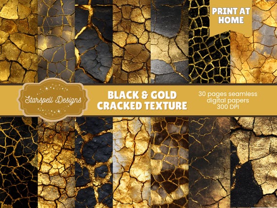 Marbled Paper Digital Download | Black Gold Cracked Textures Seamless Papers 30 JPGs 12x12 300dpi high-res luxury invites products crafts