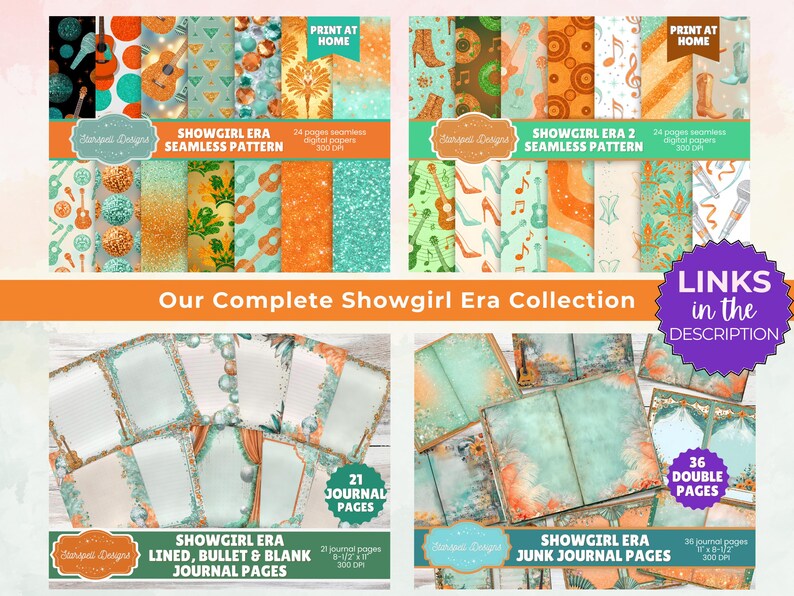 Bullet, Lined & Blank Journal Pages: Showgirl Era, Fun Journal Pages ...