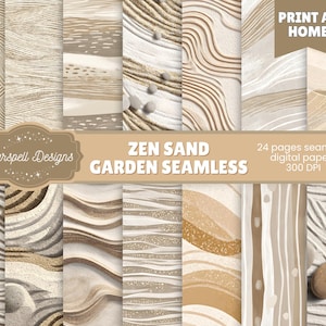 Abstract Shapes and Patterns Papers Digital Download, Zen Sand Garden Textures, Tranquil Scrapbook Backgrounds, Meditative Paper Designs