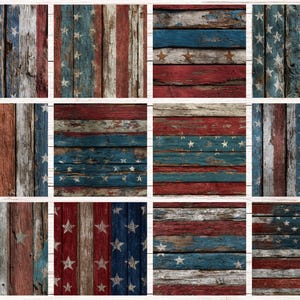 Rustic Americana Wood Seamless Patterns | Patriotic Digital Papers for Scrapbooking, Crafts, Fourth of July, Vintage & Farmhouse Projects image 4