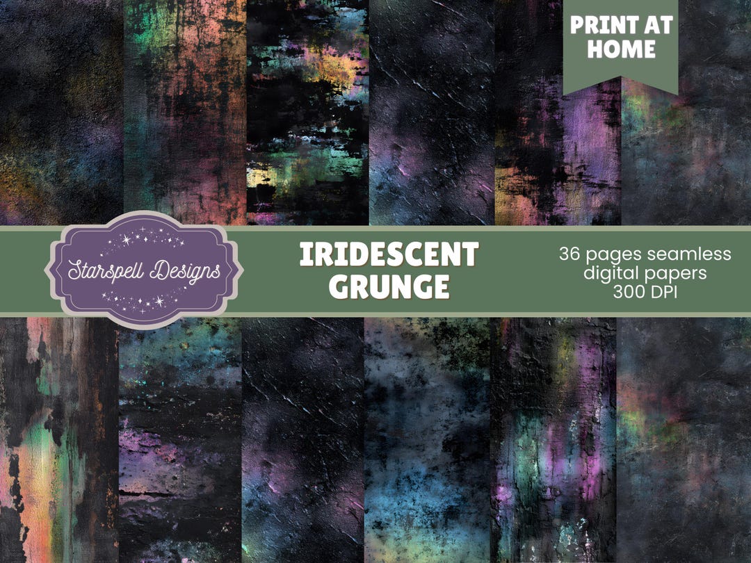 Iridescent Grunge Seamless Patterns | 36 Shimmering Distressed Digital ...