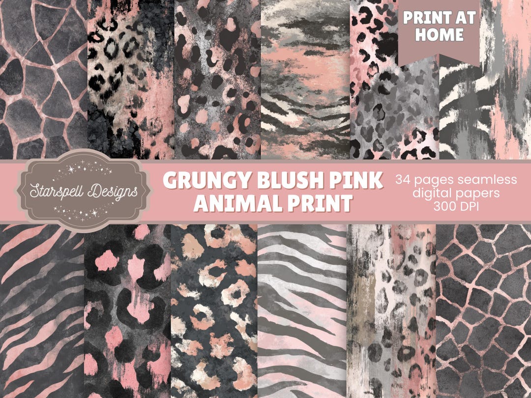 Grungy Blush Pink Animal Print Seamless Patterns | Distressed Leopard ...