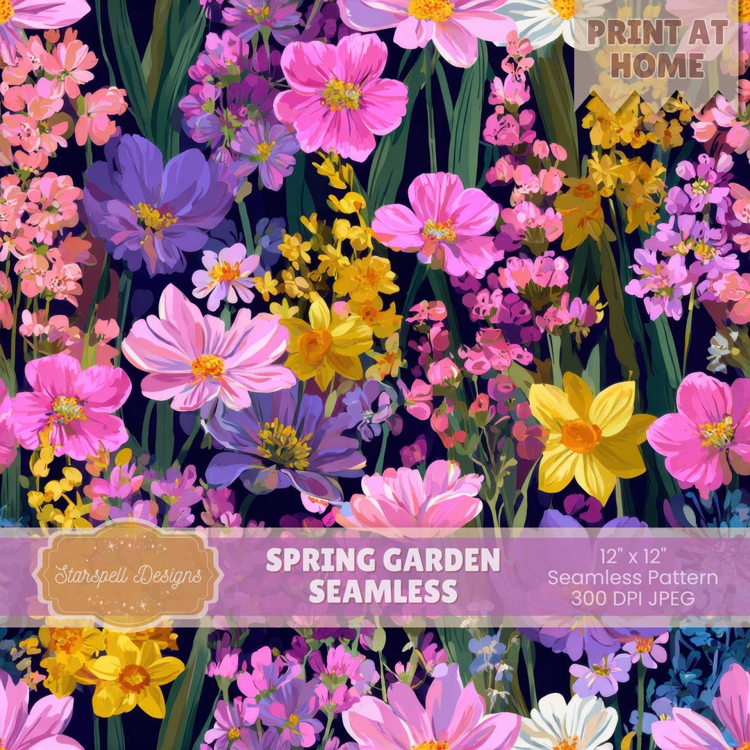 Spring Garden Seamless Pattern | Colorful Wildflower Digital Paper for ...