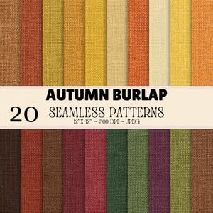 Autumn Burlap Seamless Pattern Bundle, woven texture digital paper, rustic fall backgrounds, boho fabric, 20 JPG designs SDP01