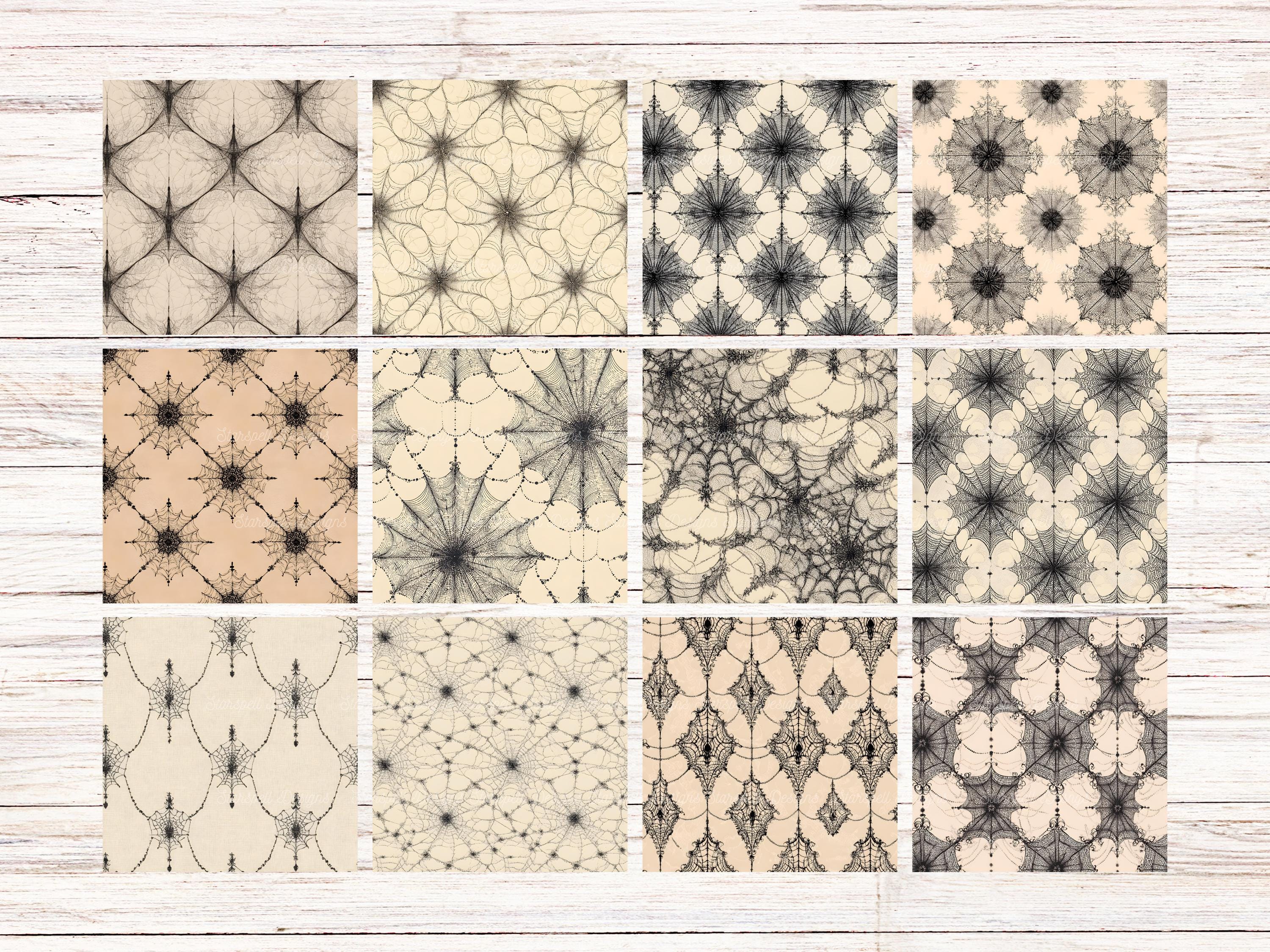 Gothic Lace Spiderweb Digital Paper: Seamless Halloween Patterns ...