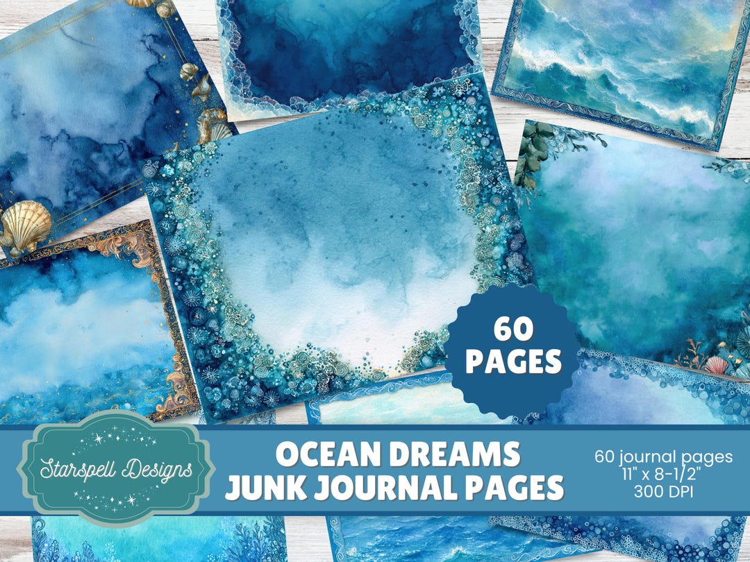 Ocean Dreams Junk Journal Pages – 60 Printable Coastal Backgrounds ...