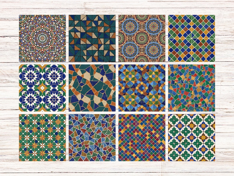 Moroccan Zellige Tile Patterns: 24 Colorful Seamless Pattern Digital ...