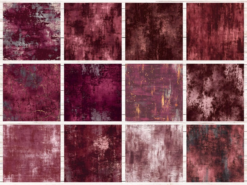 Burgundy Grunge Seamless Patterns | 32 Dark Red Neutral Distressed ...