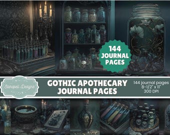 Pagine di diario di Gothic Apothecary Junk / 144 stampe di alchimia vintage oscura per scrapbooking, diari, stregoneria e artigianato vittoriano