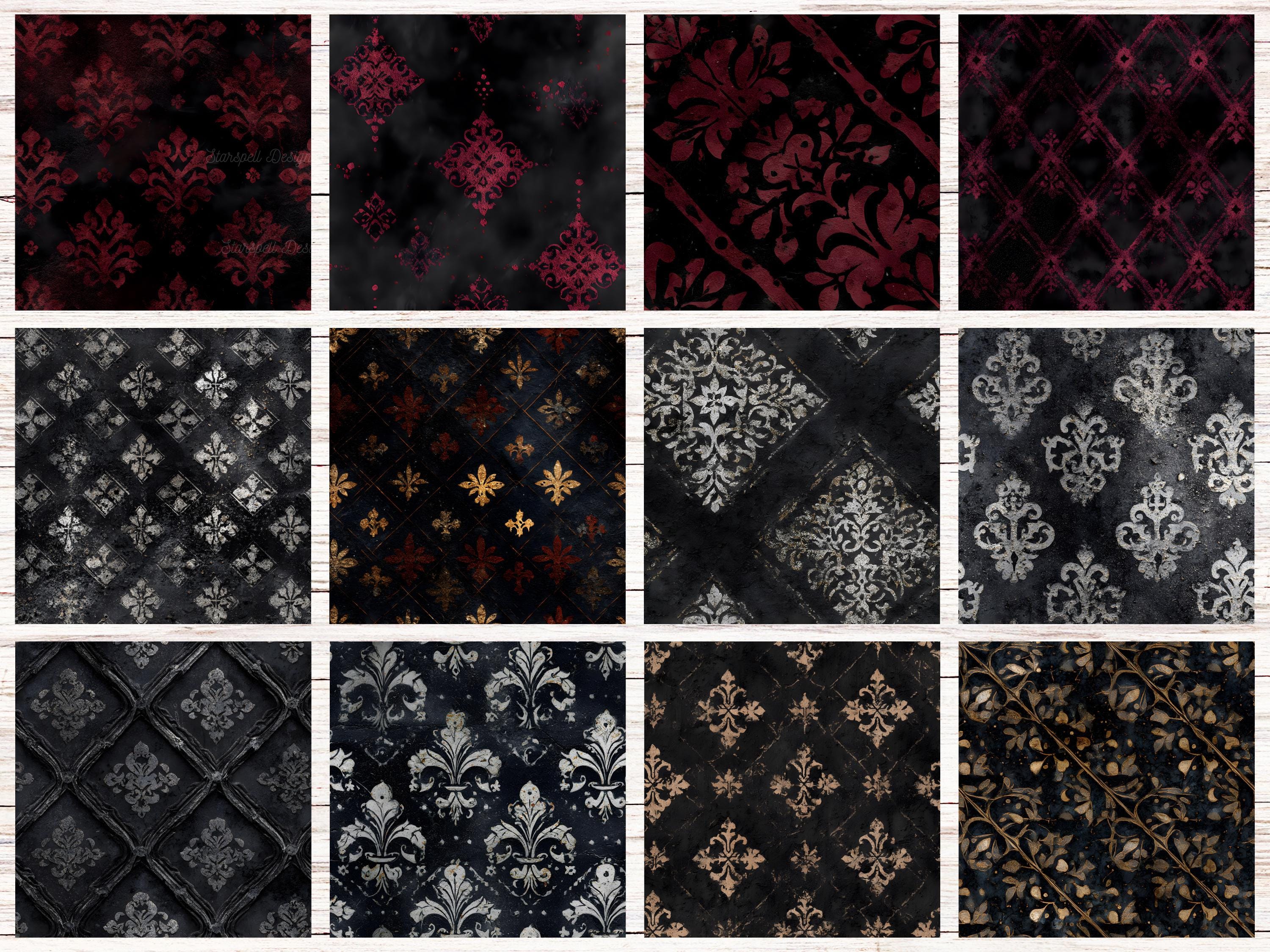 Gothic Grunge Seamless Mega Pack | 48 Dark Distressed Digital Papers ...