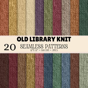 Old Library Knit Seamless Pattern Bundle, Cozy Yarn Texture, Vintage Knit Digital Paper, Warm Muted Palette, 20 JPG Designs SDP63