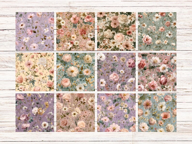 Vintage Shabby Chic Pink Roses Digital Paper Seamless Printable Paper ...