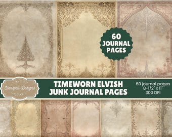 Verouderde Elvish Junk Journal-pagina's – 60 Fantasy Elven Papers voor tijdschriften, plakboeken en verhalenboeken, geïnspireerd door Lord of the Rings