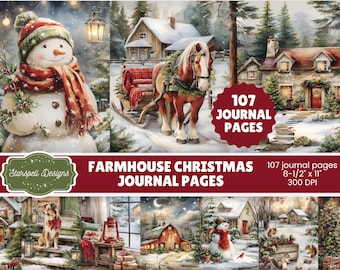 Farmhouse Christmas Junk Journal Pages | 107 Rustic Holiday Printable Papers for Scrapbooking, Journals, Crafts & Cozy Seasonal Projects
