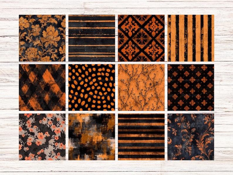 Vintage Halloween Seamless Digital Papers | 20 Distressed Black ...