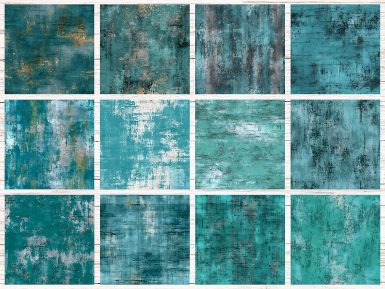 Teal Grunge Seamless Patterns | 30 Distressed Texture Digital Papers ...