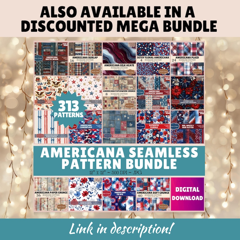 the american seamless pattern bundle is shown