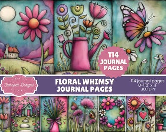 Floral Whimsy Junk Journal Pages | 114 Playful Botanical Printable Papers for Scrapbooking, Journals & Flower Creative Crafts