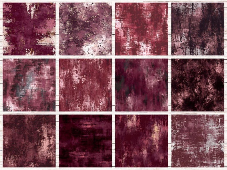 Burgundy Grunge Seamless Patterns | 32 Dark Red Neutral Distressed ...