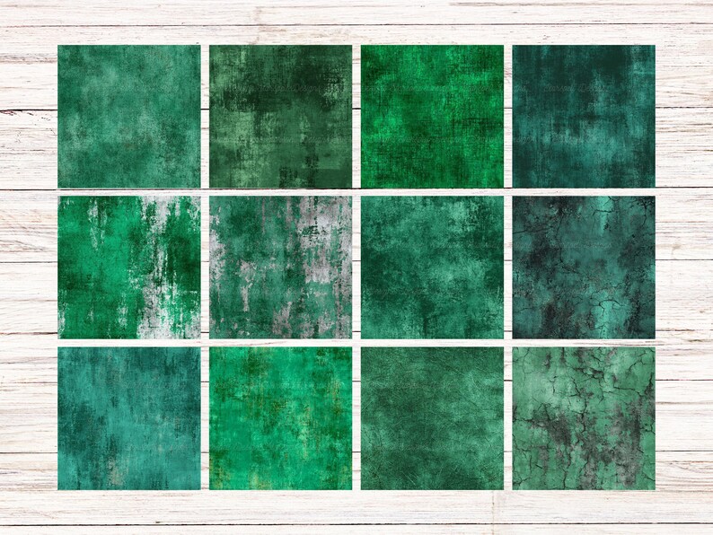 Emerald Green Grunge Seamless Patterns | 24 Distressed Texture Digital ...