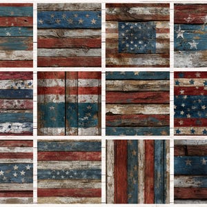 Rustic Americana Wood Seamless Patterns | Patriotic Digital Papers for Scrapbooking, Crafts, Fourth of July, Vintage & Farmhouse Projects image 3