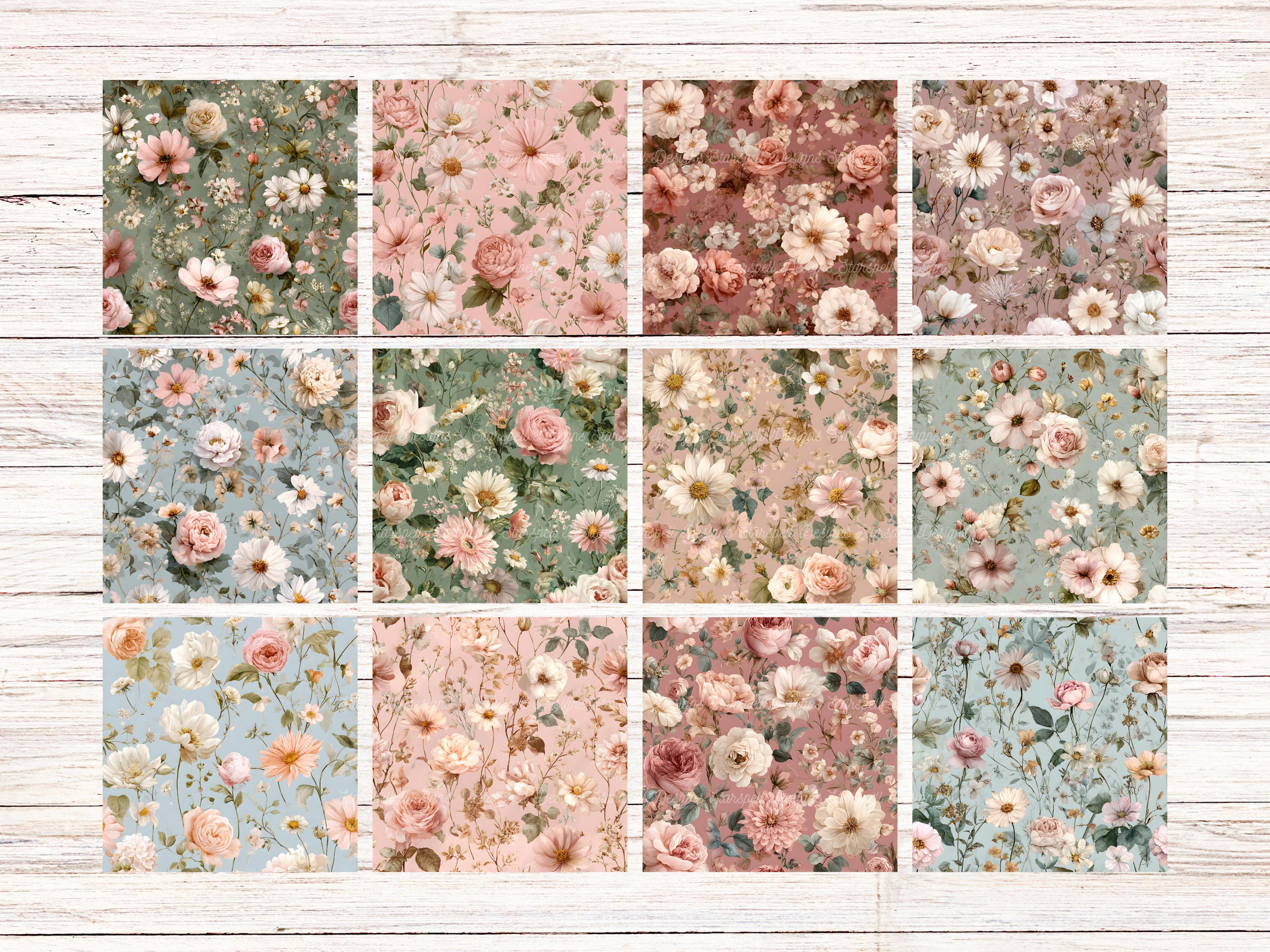 Vintage Shabby Chic Pink Roses Digital Paper Seamless Printable Paper ...