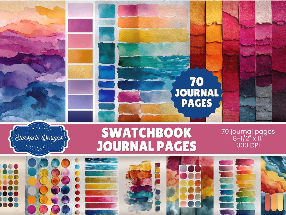 Color Background Journal Swatchbook Color Palette Journal Pages | 70 Printable Color Study Pages ...